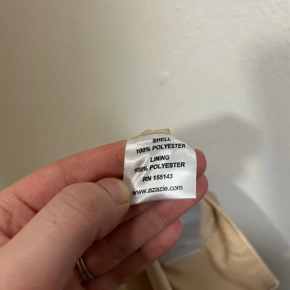 Azazie Clarice Gold Metallic Satin Bridesmaid Dress Sz 6 EUC - Picture 11 of 12